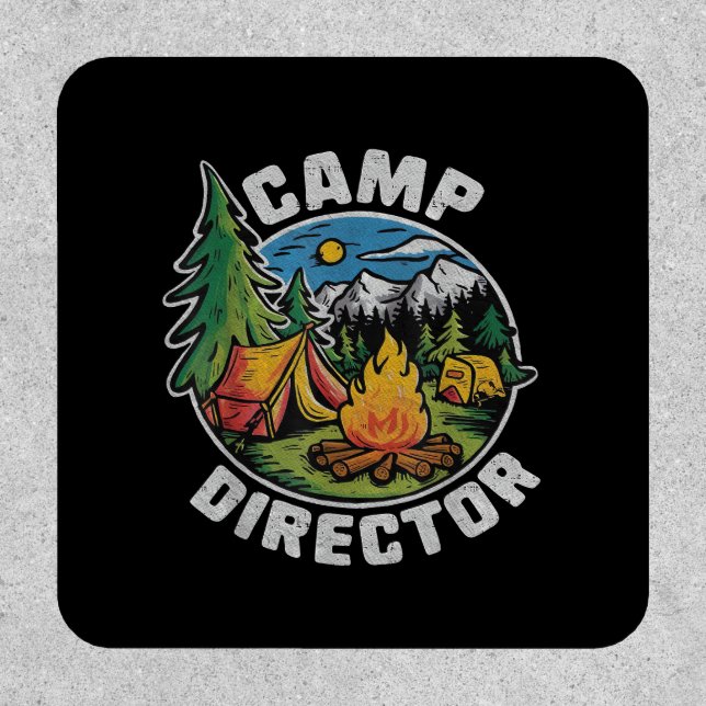 Retro Camp Director Camping Summer Camp Funny Camp Patch (Front)