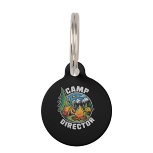 Retro Camp Director Camping Summer Camp Funny Camp Pet ID Tag