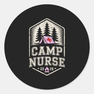 Retro camp nurse nursing school chaos coordinator classic round sticker