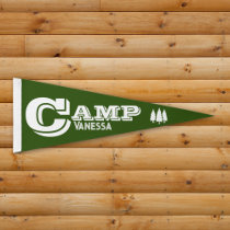 Retro Camp Personalized Forest Green Pennant Flag