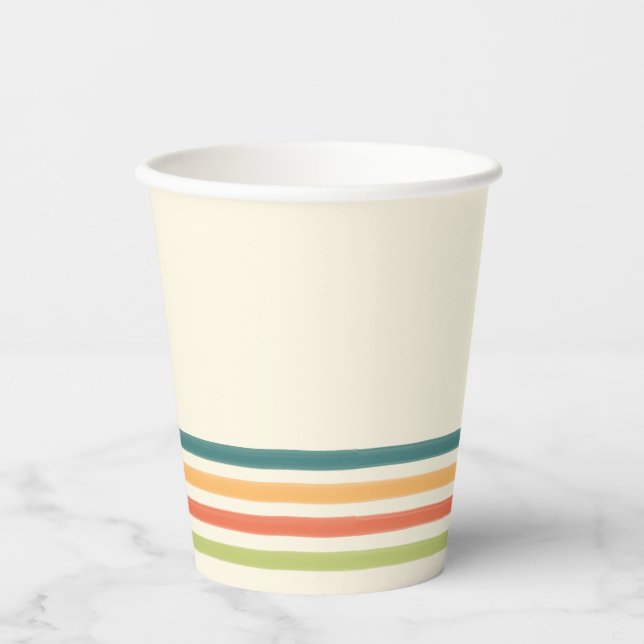 Retro Camp Striped Paper Cups Summer Party (Front)