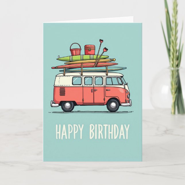 Retro Camper Birthday Card (Front)