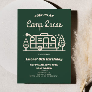 Retro Camper Camp Out Camping Birthday Party Invitation
