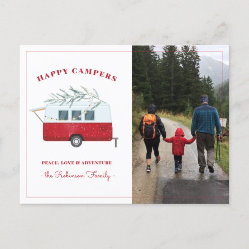 Retro Camper Camping Christmas Holiday Photo 