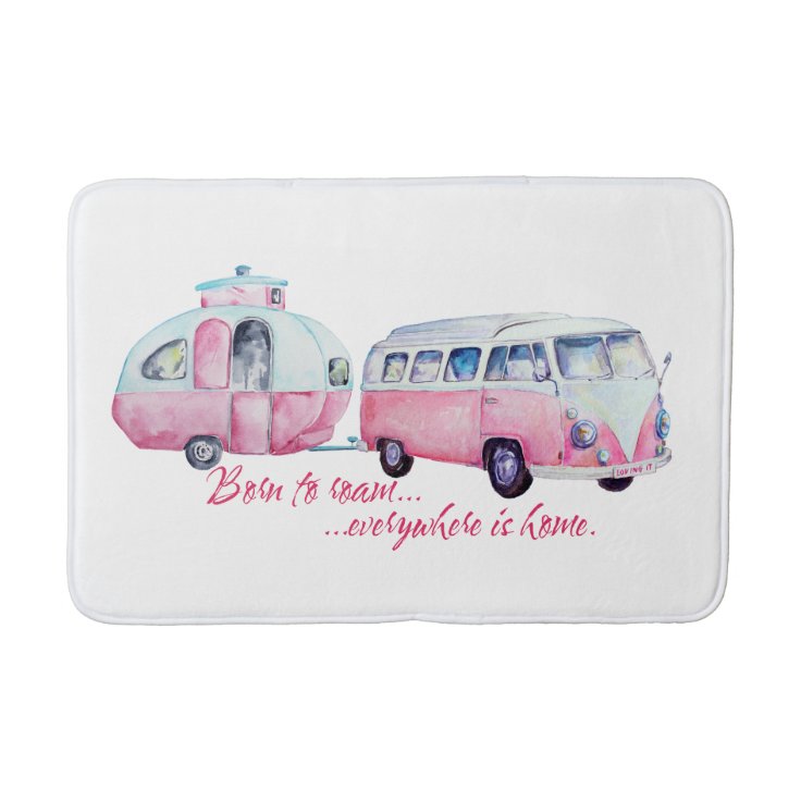 Retro Camper Caravan and Van Bath Mat Zazzle