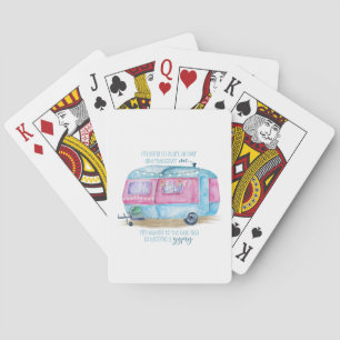 Retro Camper Caravan Blue   Pink & White Glamper Poker Cards
