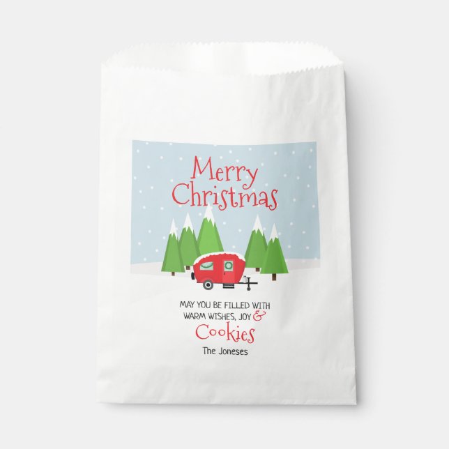 Retro Camper Christmas Favor Bag (Front)