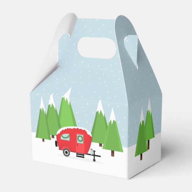 Retro Camper Christmas Favor Boxes (Front Side)