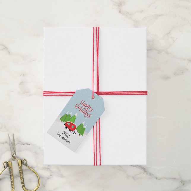 Retro Camper Christmas Gift Tags (With Twine)