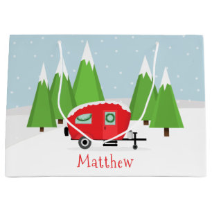 Retro Camper Christmas Large Gift Bag