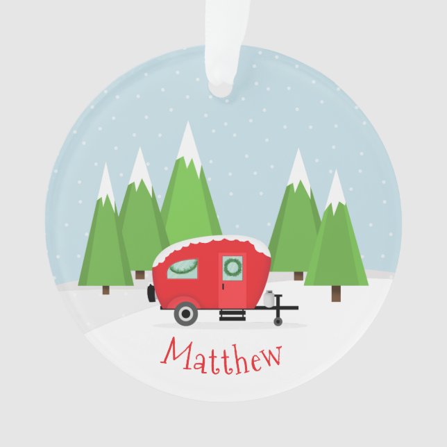 Retro Camper Christmas Ornament (Front)