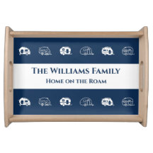 Retro Camper Family Name in Navy Blue and White