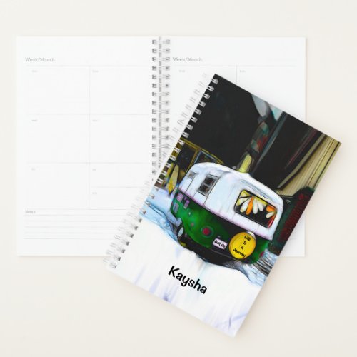 Retro Camper Hippie Boho Life Is A Journey Just Go Planner