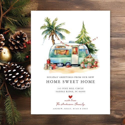 Retro Camper Holiday Moving Announcement
