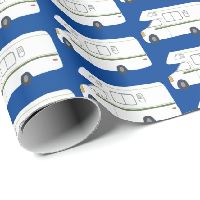 Retro Camper Motorhome blue wrapping paper (Roll Corner)