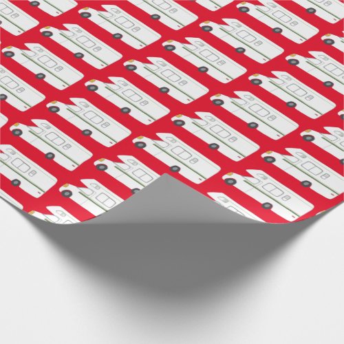 Retro Camper Motorhome green red Christmas Wrapping Paper