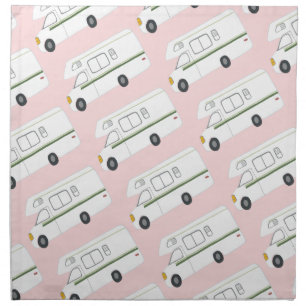 Retro Camper Motorhome RV  Pink Cloth Napkin