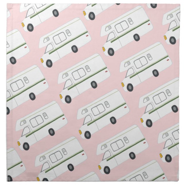 Retro Camper Motorhome RV  Pink Cloth Napkin (Front)