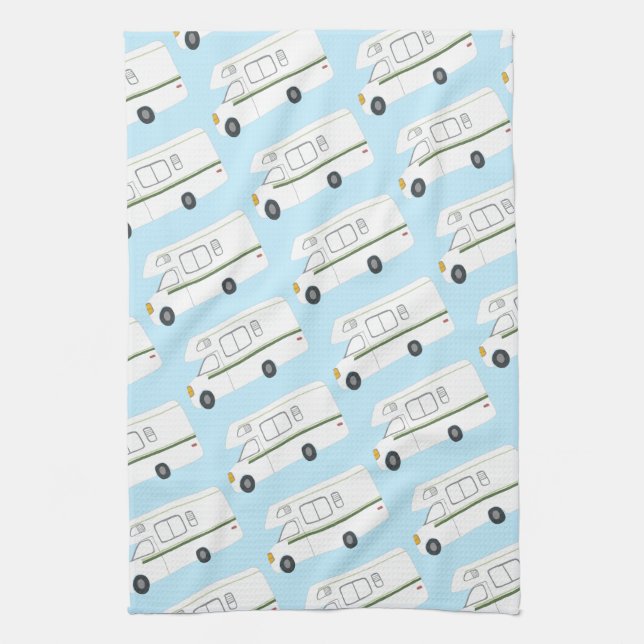 Retro Camper Motorhome RV pink kitchen towel (Vertical)