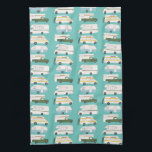 Retro Camper Motorhome RV Vanlife Teal Kitchen Towel<br><div class="desc">Decorate your kitchen with this cool towel with an RV,  trailer,  campervan and truck camper. Makes a great housewarming or anniversary gift! 
You can customize it and add text too.
Check my shop for lots more colors and patterns plus matching kitchen stuff!</div>