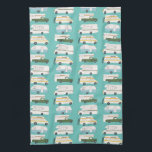 Retro Camper Motorhome RV Vanlife Teal Kitchen Towel<br><div class="desc">Decorate your kitchen with this cool towel with an RV,  trailer,  campervan and truck camper. Makes a great housewarming or anniversary gift! 
You can customize it and add text too.
Check my shop for lots more colors and patterns plus matching kitchen stuff!</div>