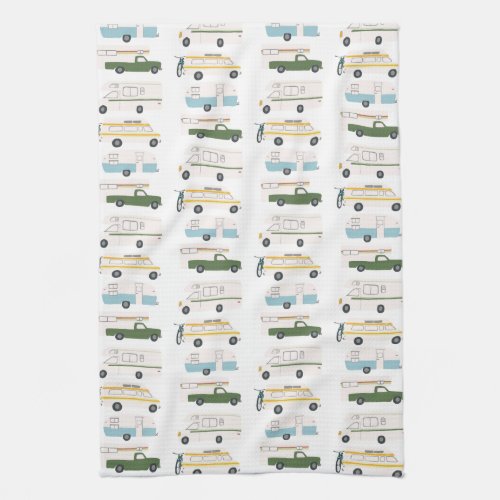 Retro Camper Motorhome RV Vanlife White Kitchen Towel