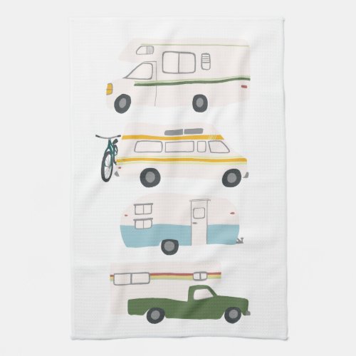 Retro Camper Motorhome RV Vanlife White Kitchen Towel