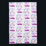 Retro Camper Motorhome RV Vanlife White Purple Kitchen Towel<br><div class="desc">Decorate your kitchen with this cool towel with an RV,  trailer,  campervan and truck camper. Makes a great housewarming or anniversary gift! 
You can customize it and add text too.
Check my shop for lots more colors and patterns plus matching kitchen stuff!</div>