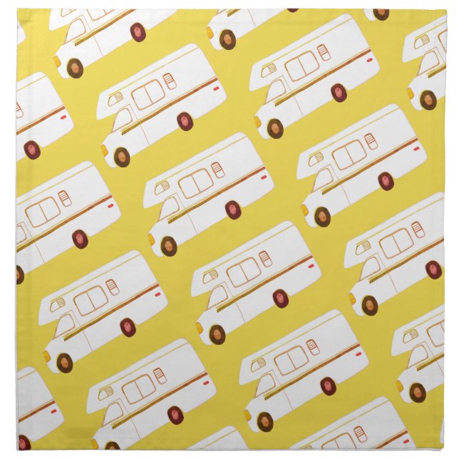 Retro Camper Motorhome RV  yellow Cloth Napkin (Front)