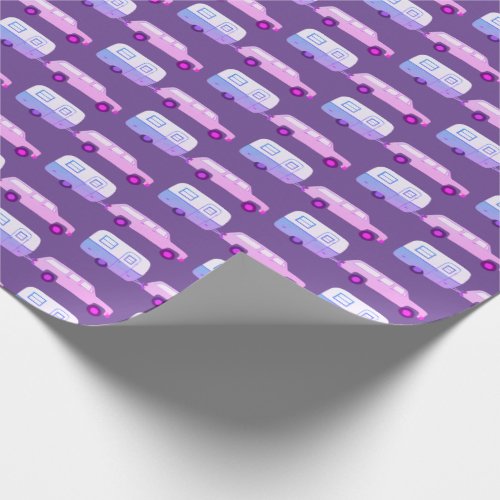 Retro Camper Motorhome Trailer Pink Purple Wrapping Paper