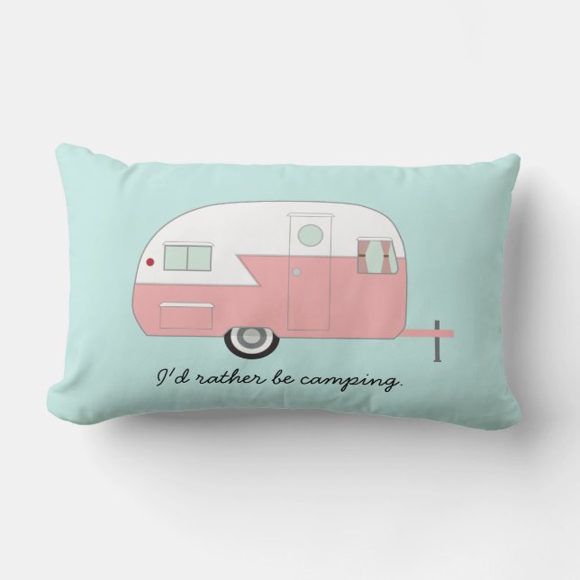 Retro Camper Pillow - Pink (Front)