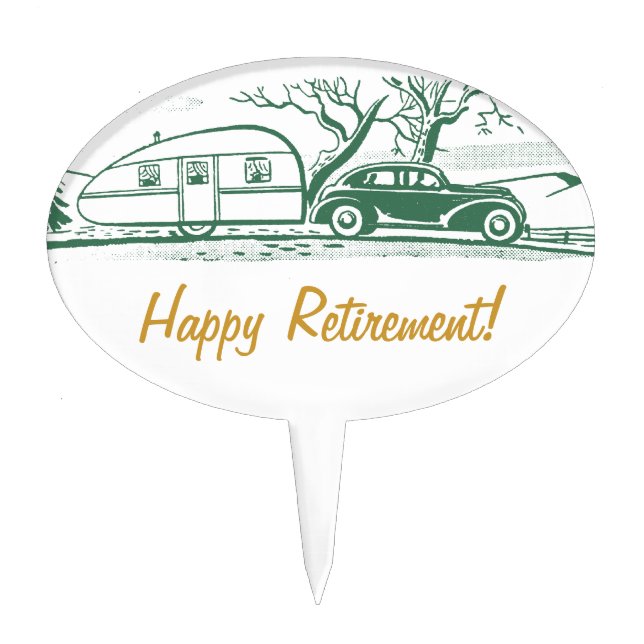 Retro Camper Retirement Cake Topper (Front)