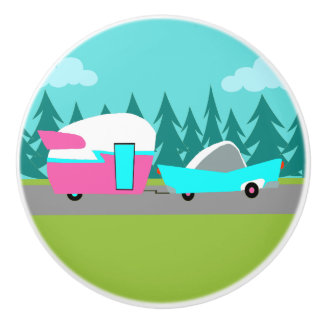 Retro Camper / Trailer and Car Ceramic Pull