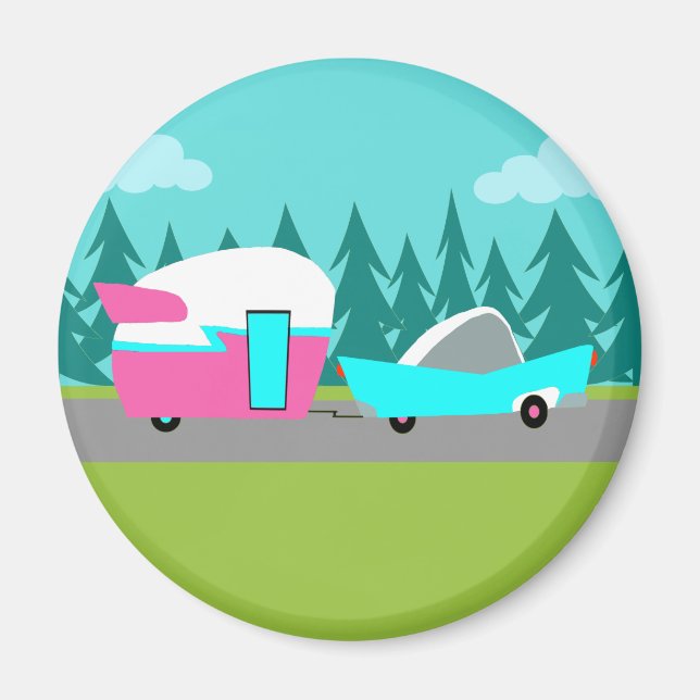Retro Camper / Trailer and Car Magnet (Front)