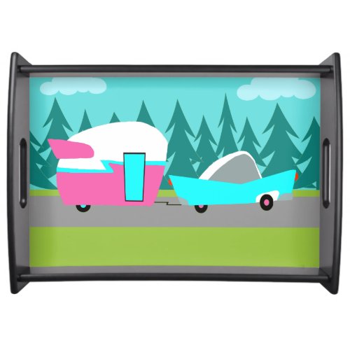 Retro Camper  Trailer and Car Serving Tray