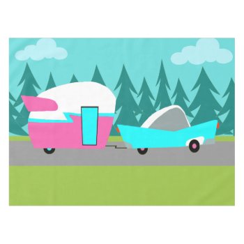 Retro Camper / Trailer And Car Tablecloth by StrangeLittleOnion at Zazzle