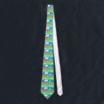 Retro Camper / Trailer and Car Tie<br><div class="desc">This Retro Camper / Trailer and Car Tie features a mid century modern, minimalist cartoon drawing that will leave you ready to take to the open road. An homage to the 1950s, this design features a vintage turquoise car with white top, pulling a kitschy travel trailer to its final destination....</div>