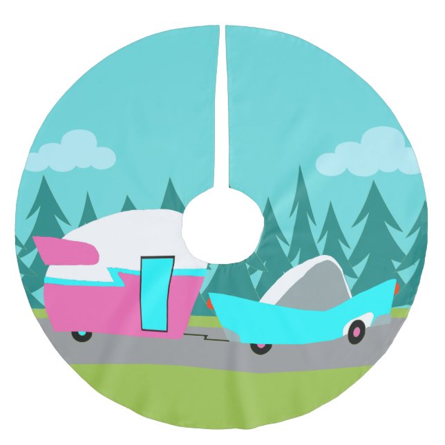 Retro Camper / Trailer and Car Tree Skirt (Front)