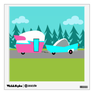 Retro Camper / Trailer and Car Wall Decal