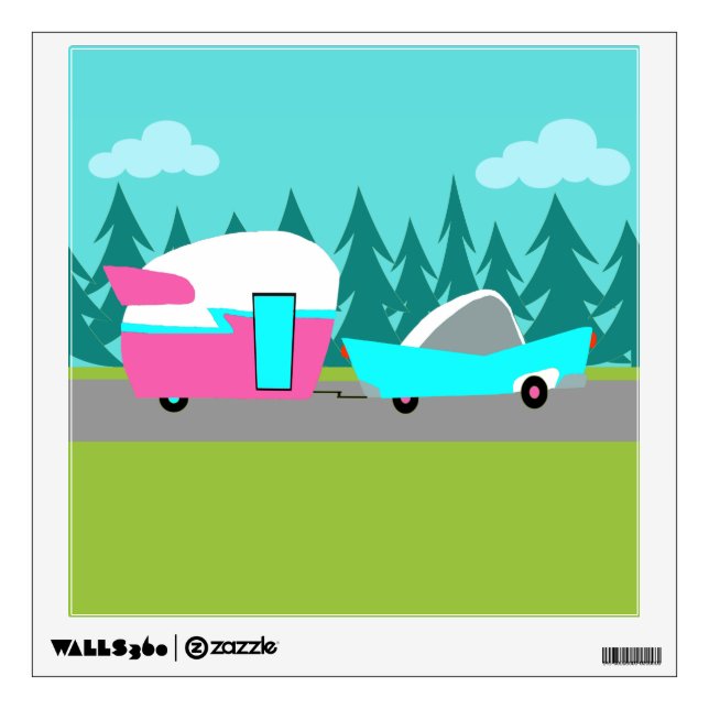 Retro Camper / Trailer and Car Wall Decal (Front)