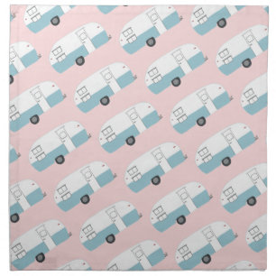 Retro Camper Trailer Pink Cloth Napkin