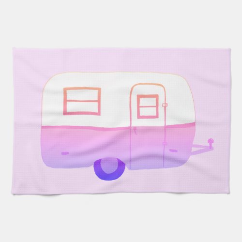 Retro Camper Trailer purple kitchen towel