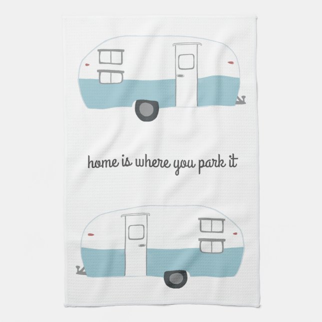 Retro Camper Trailer RV Motorhome Vanlife Kitchen Towel (Vertical)