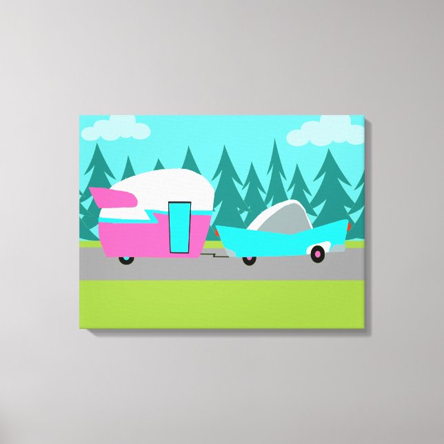 Retro Camper / Trailer Stretched Canvas Print (Front)