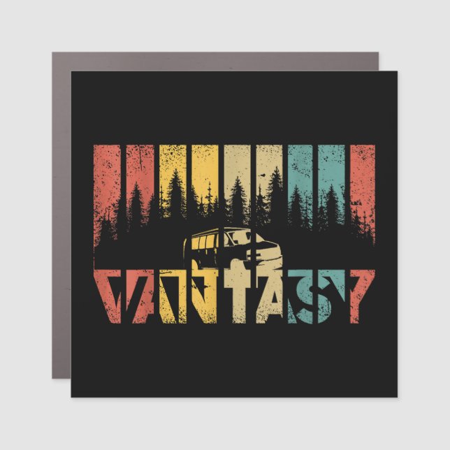 Retro Camper Van Life - Vintage Vanlife Car Magnet (Front)