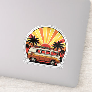 Retro Camper Van Sunset Surf Sticker