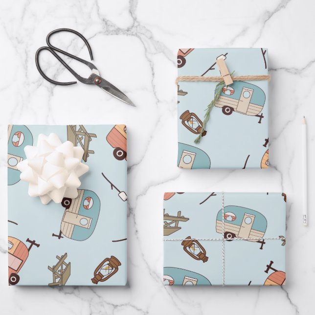 Retro Camper Wrapping Paper (Front)