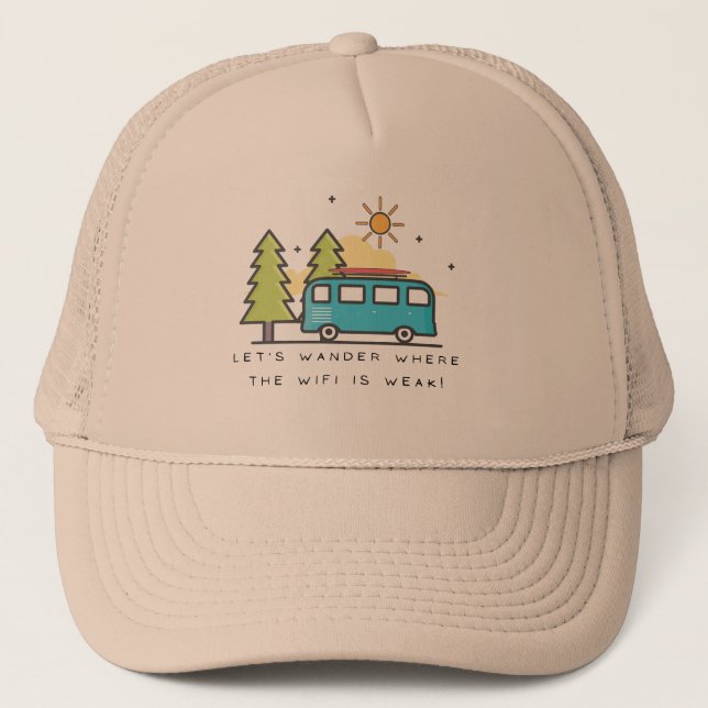 Retro Campervan - let's wander ... Baseball Cap (Front)