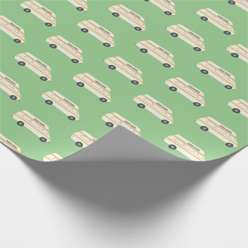 Retro Campervan Motorhome RV Van Green Wrapping Paper