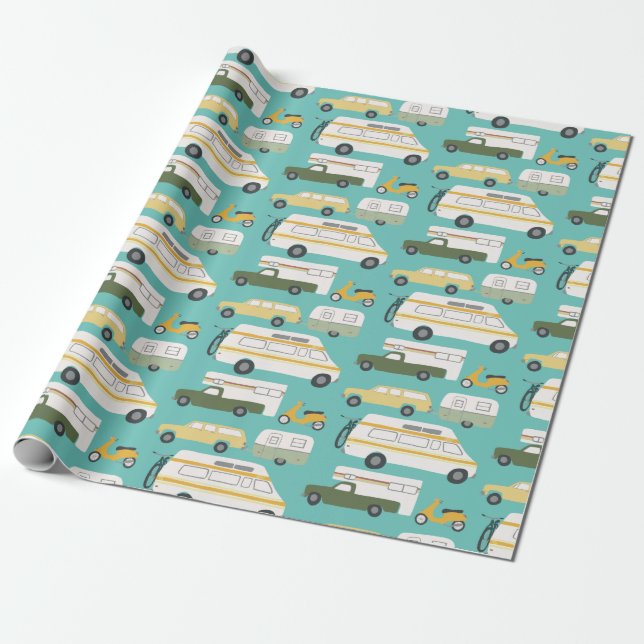 Retro Campervan Motorhome RV Van Trailer Wrapping Paper (Unrolled)
